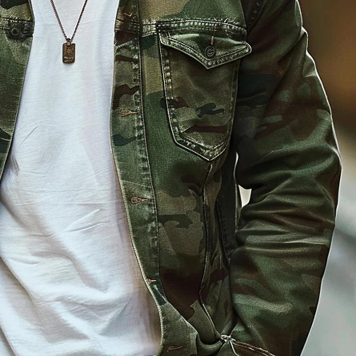 Ron™ | Men's Camouflage Canvas Retro Wear Lapel Jacket