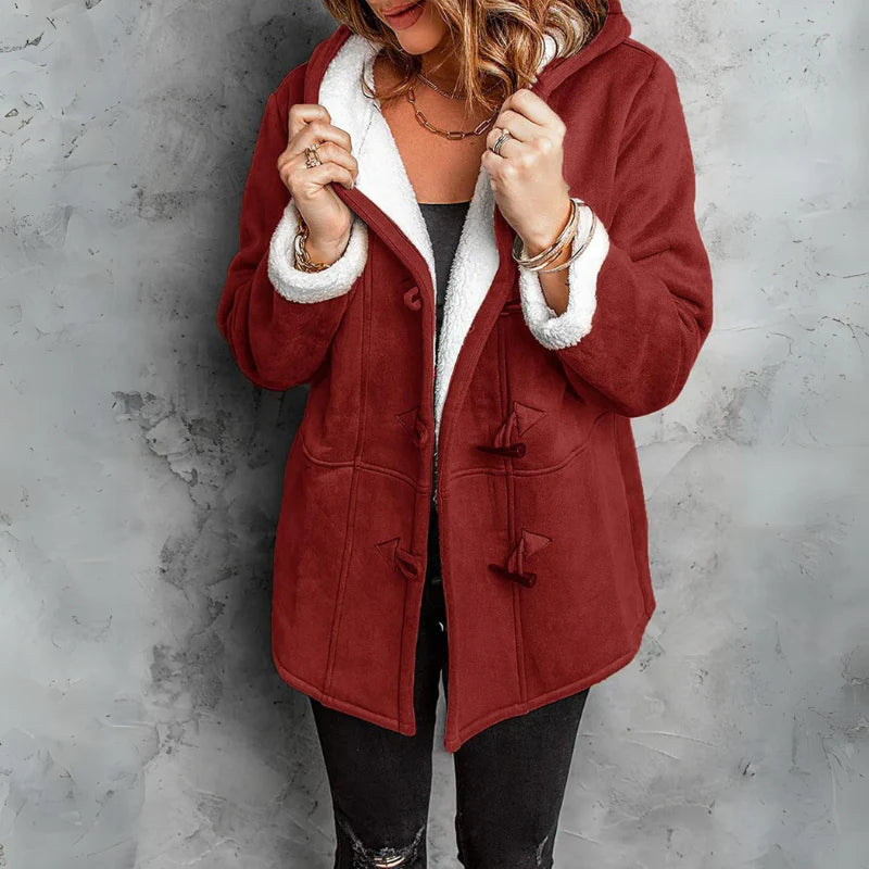 Chloe™ | Plush Hooded Toggle Coat
