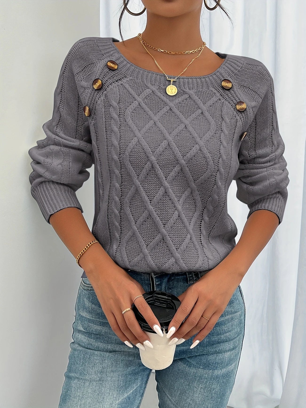 Julia™ | Embroidered jumper with buttons