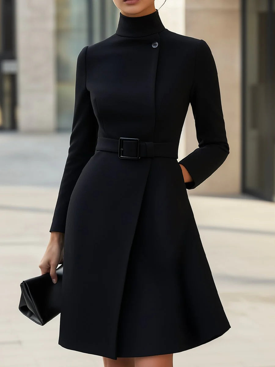 Diana™ |  High-Neck Asymmetric Belted A-Line Dress