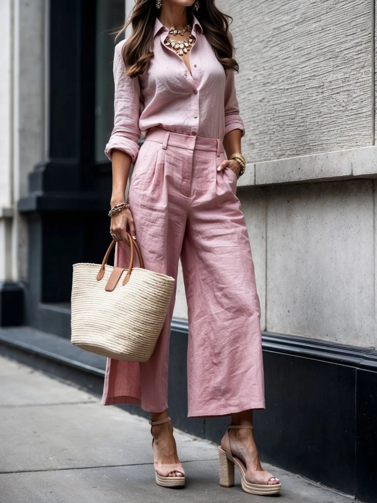 Pola™ | Set consisting of Capri trousers and loose-fitting shirt
