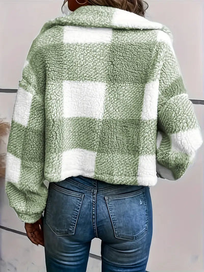 Sarah™ | Teddy Coat With Buttons and Scottish Motif