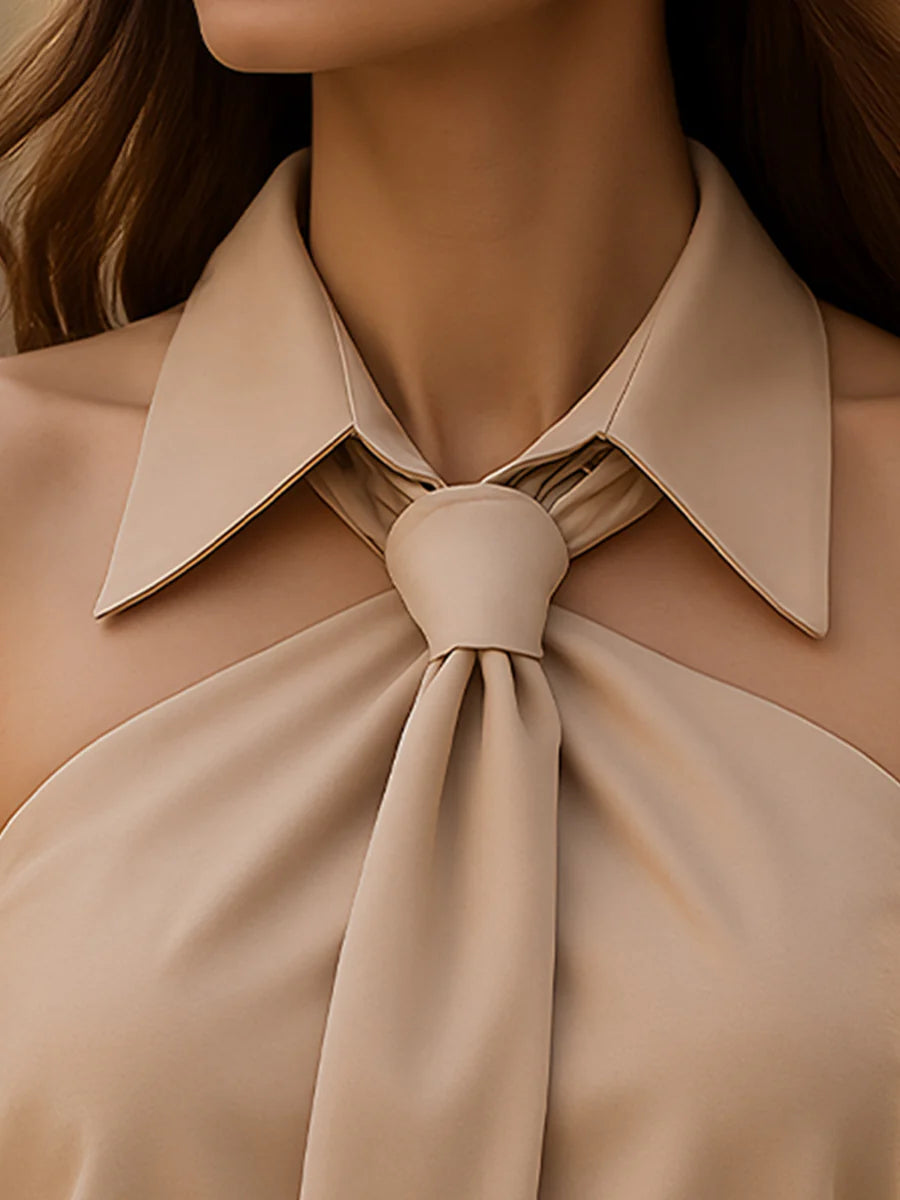 Miriam™ | Stylish Sleeveless Halter Blouse with Neck Tie Detail