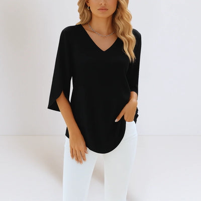 Grace™ | Elegant blouse with V-neckline and slit sleeves