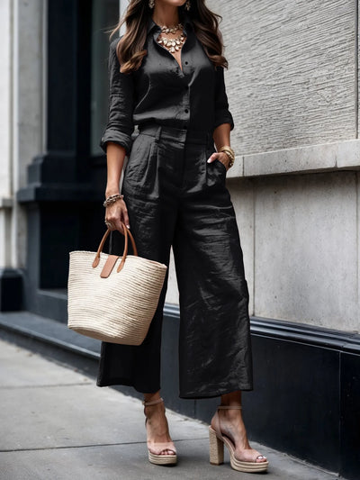 Pola™ | Set consisting of Capri trousers and loose-fitting shirt