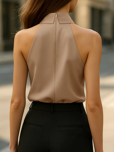 Miriam™ | Stylish Sleeveless Halter Blouse with Neck Tie Detail