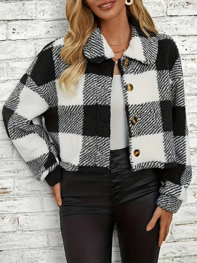 Sarah™ | Teddy Coat With Buttons and Scottish Motif