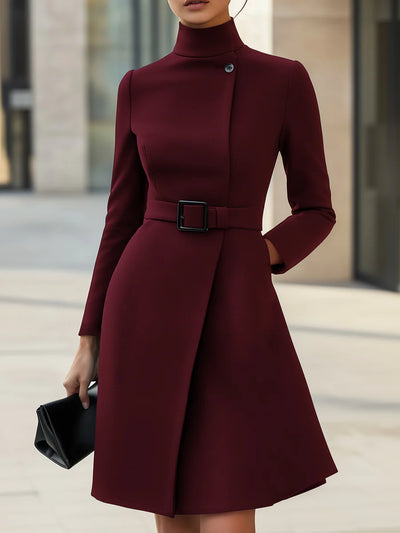 Diana™ |  High-Neck Asymmetric Belted A-Line Dress