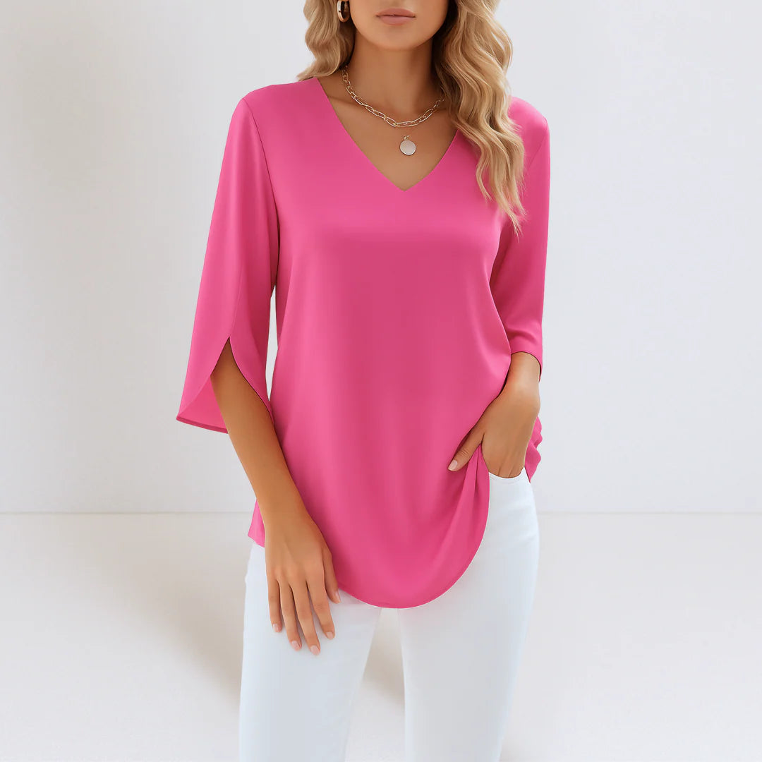 Grace™ | Elegant blouse with V-neckline and slit sleeves