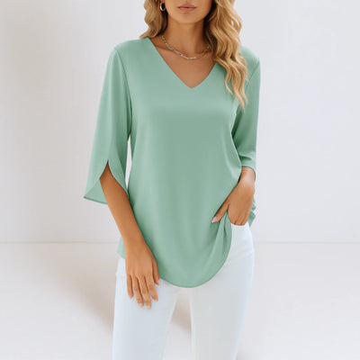 Grace™ | Elegant blouse with V-neckline and slit sleeves