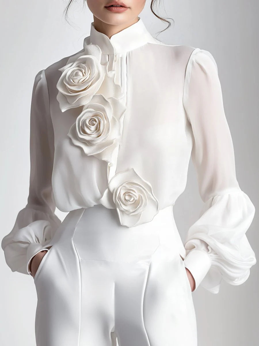 Isla™ | Casual shirt with front roses