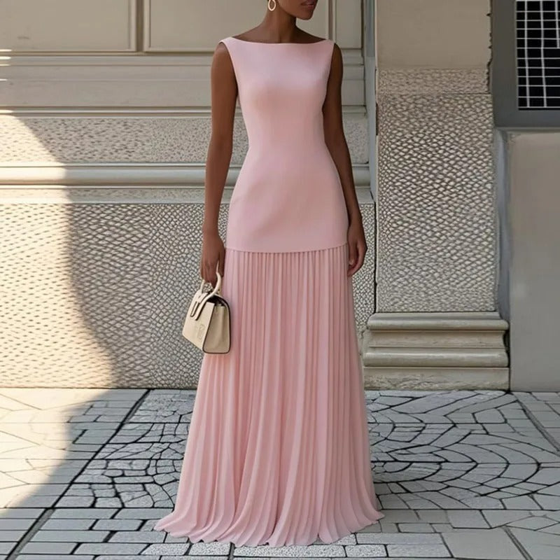 Gaudi™ | sleeveless dress in plain pleated gauze