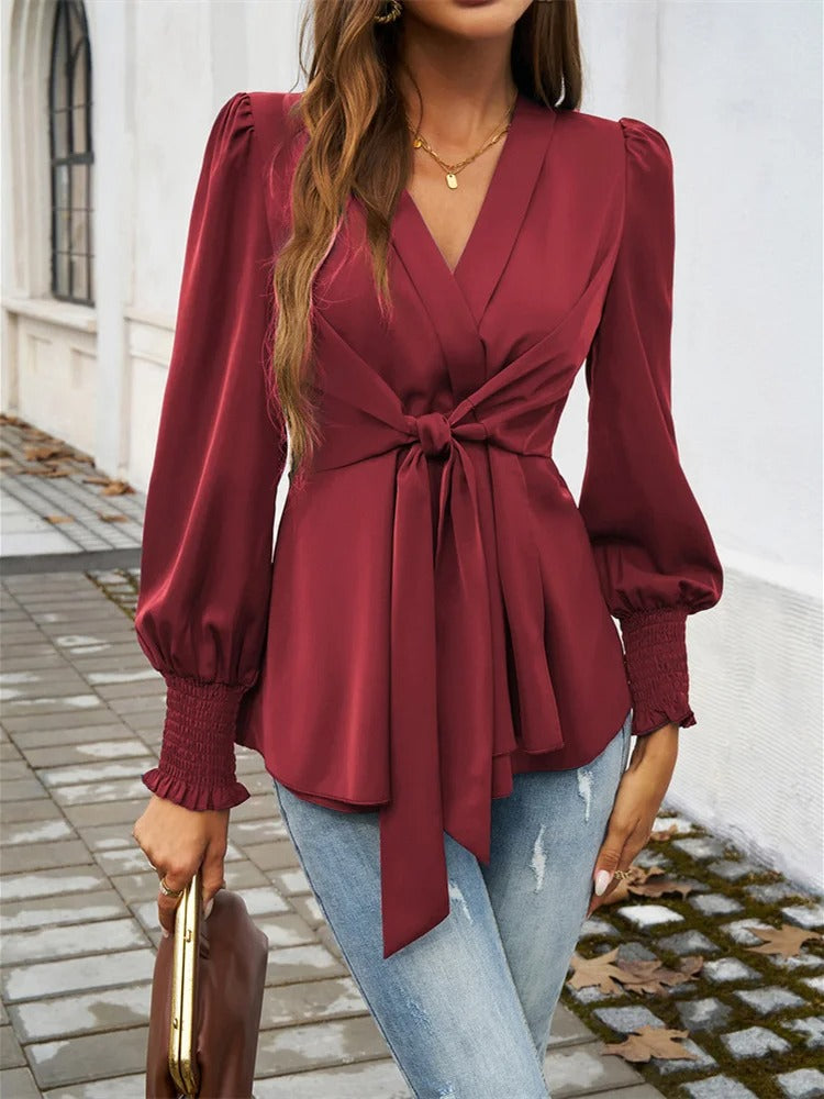 Frida™ | Casual Long-Sleeved Blouse With Belt