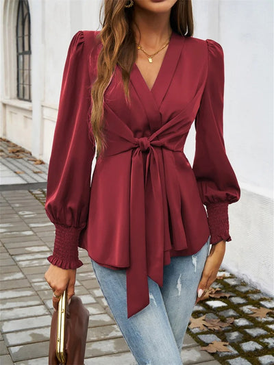 Frida™ | Casual Long-Sleeved Blouse With Belt